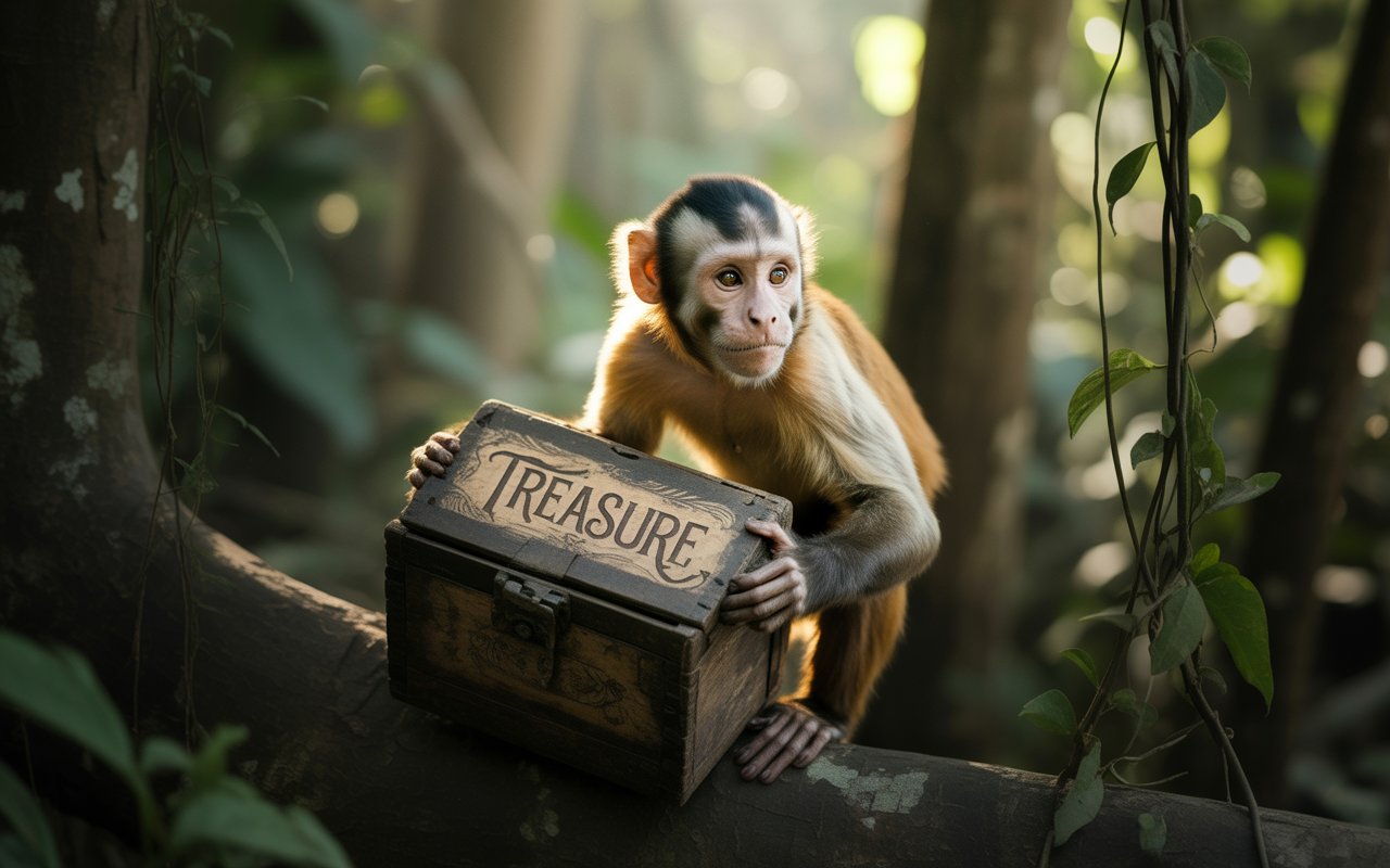 monkey carrying a box