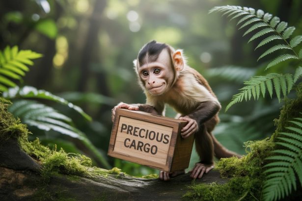 Monkey Carrying a Box: Nature’s Little Porter in Action