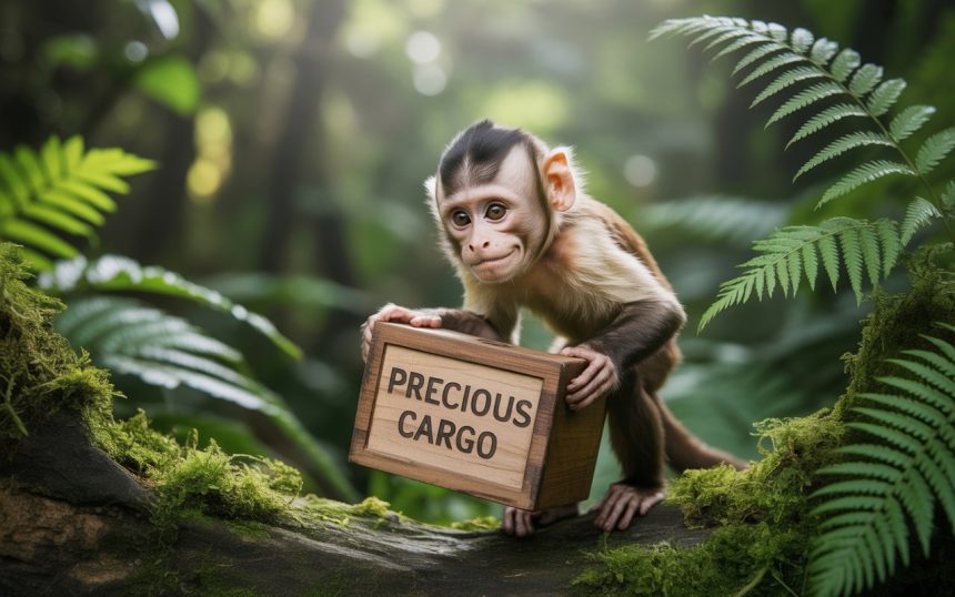 Monkey Carrying a Box: Nature’s Little Porter in Action